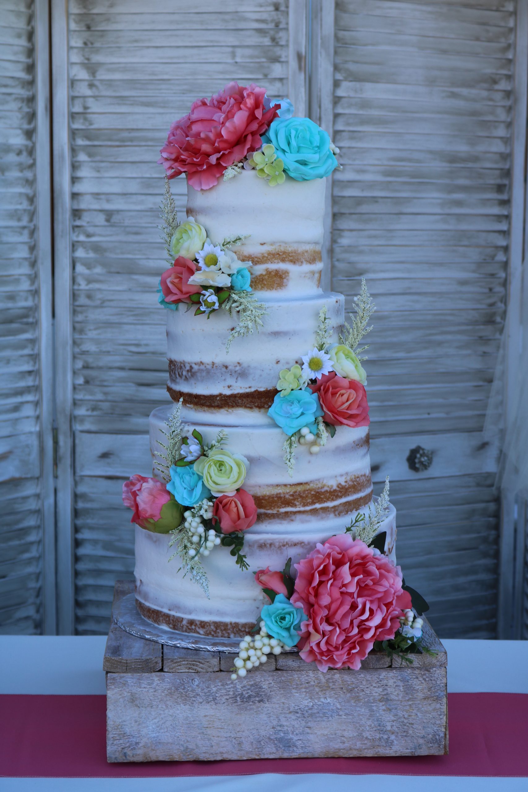 4 Tier Semi Naked “shabby Chic” Wedding Cake Rexburg Cakes